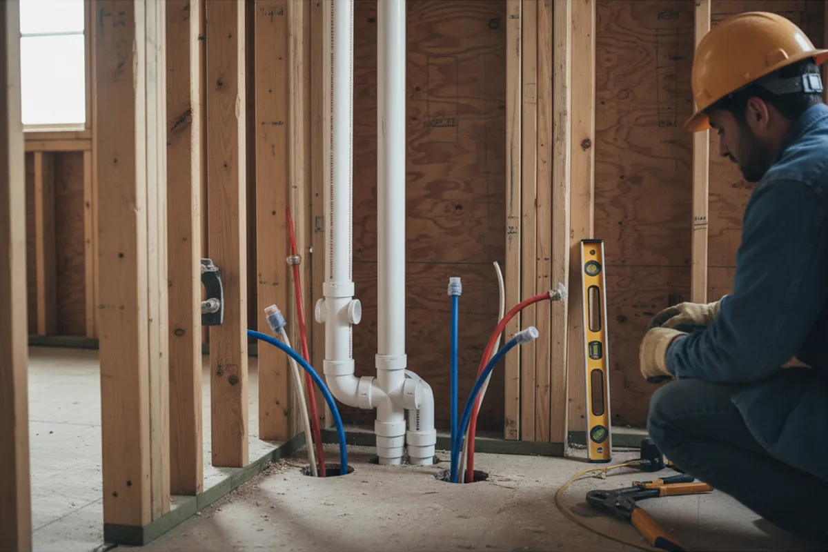 Drain and supply rough-in during Garbage Disposal Repair in Nazareth